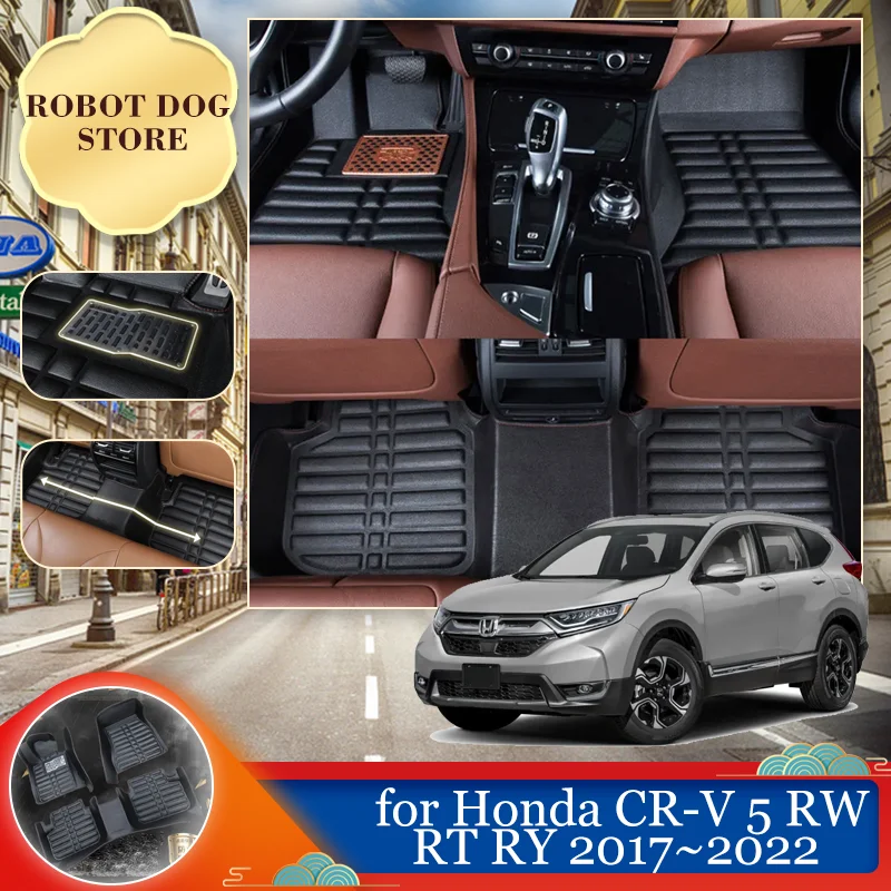 

Car Leather Floor Mat for Honda CR-V CRV 5 RW RT RY 2017~2022 Foot Interior Liner Tray Carpet Waterproof Pad Custom Accessories