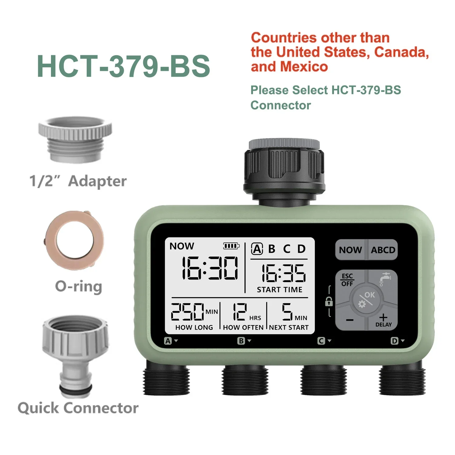 Reswat 4-Outlet مؤقتات المياه مرشات متعددة الوظائف متعددة عيار التكيف تركيب مريح أدوات حديقة الشباب