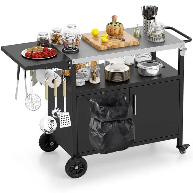 3-Floor shelf Hotel restaurant Restaurant Kitchen trolley Multifunctional movable barbecue truck with wheels