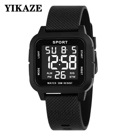Men Sports Watches Waterproof Luminous Rubber strap Mens LED Digital Watch Military Electronic Wristwatch Clock for Man Student