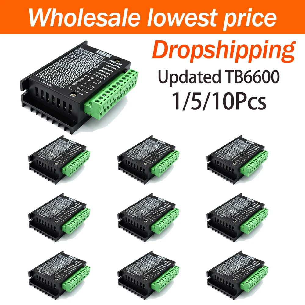 1/5/10Pcs Upgraded TB6600 Stepper Motor Driver Module 32 Microstep Resolution Max 4.0A Output 42VDC Input with 42/57/86 Type