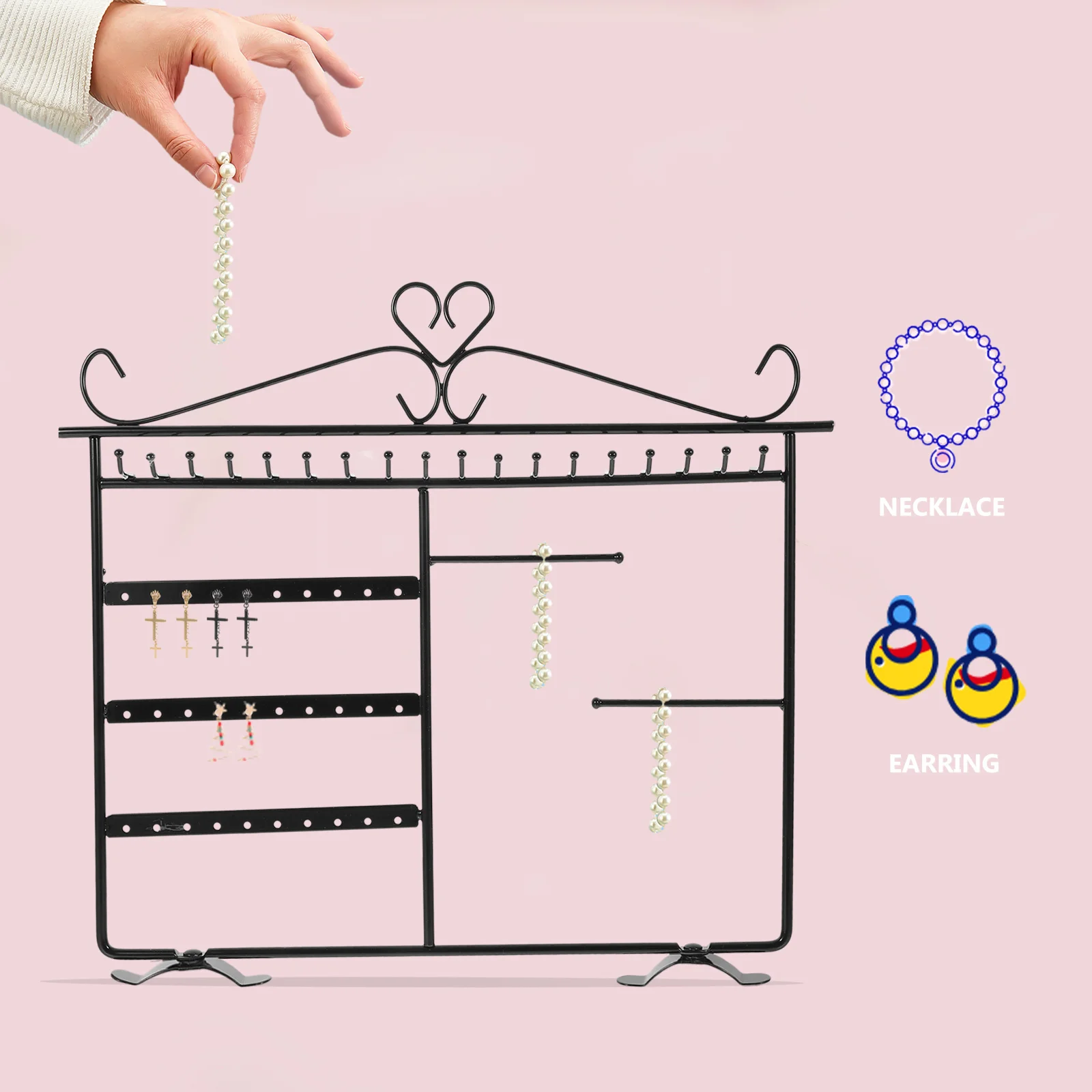 Household Jewelry Display Rack Delicate Earrings Storage Organizer Stand for Necklace Bracelet Watch Display Home Decorative