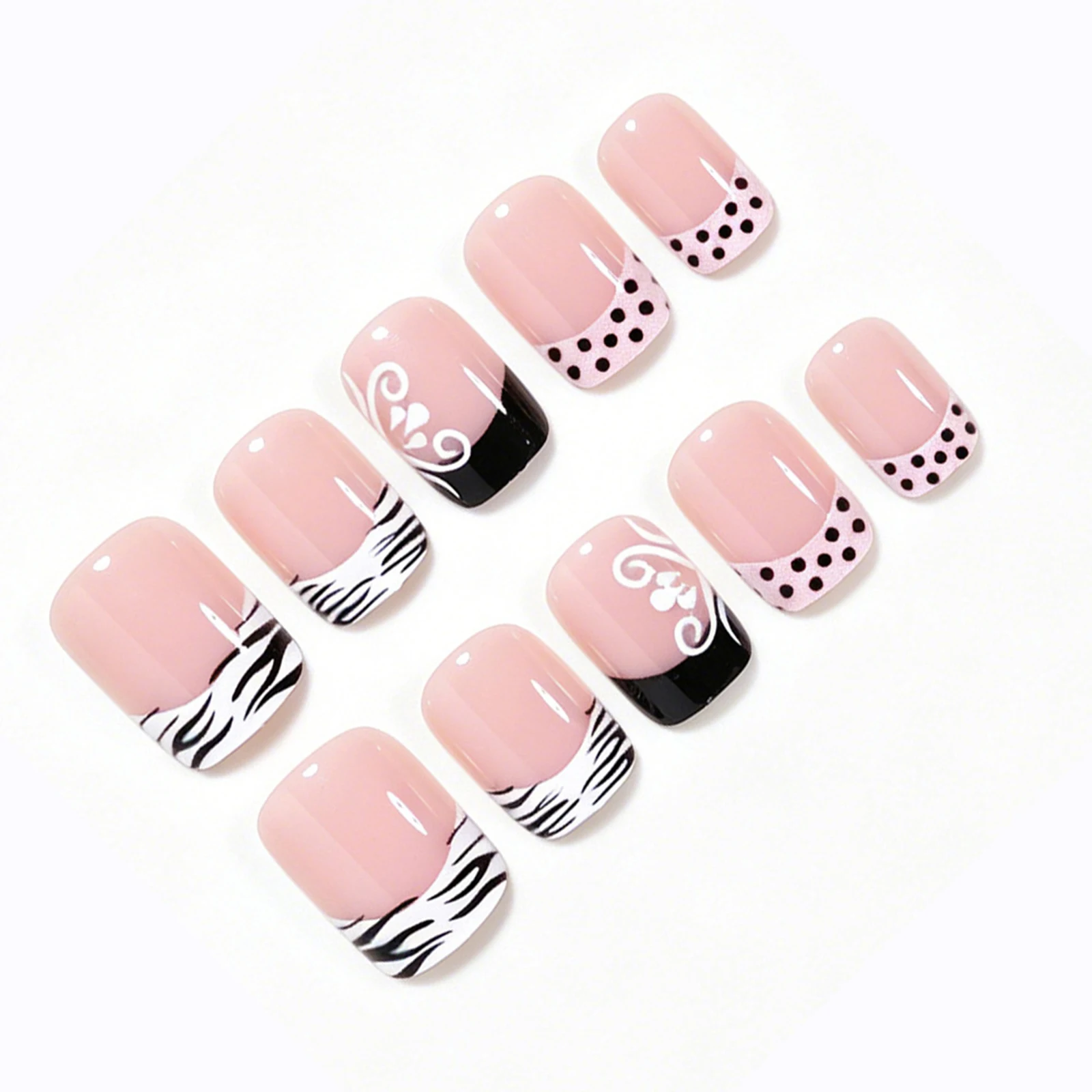 24 ชิ้น เล็บปลอมทรงสั้นทรงเหลี - Nail Art Zebra บทวิจารณ์และราคา