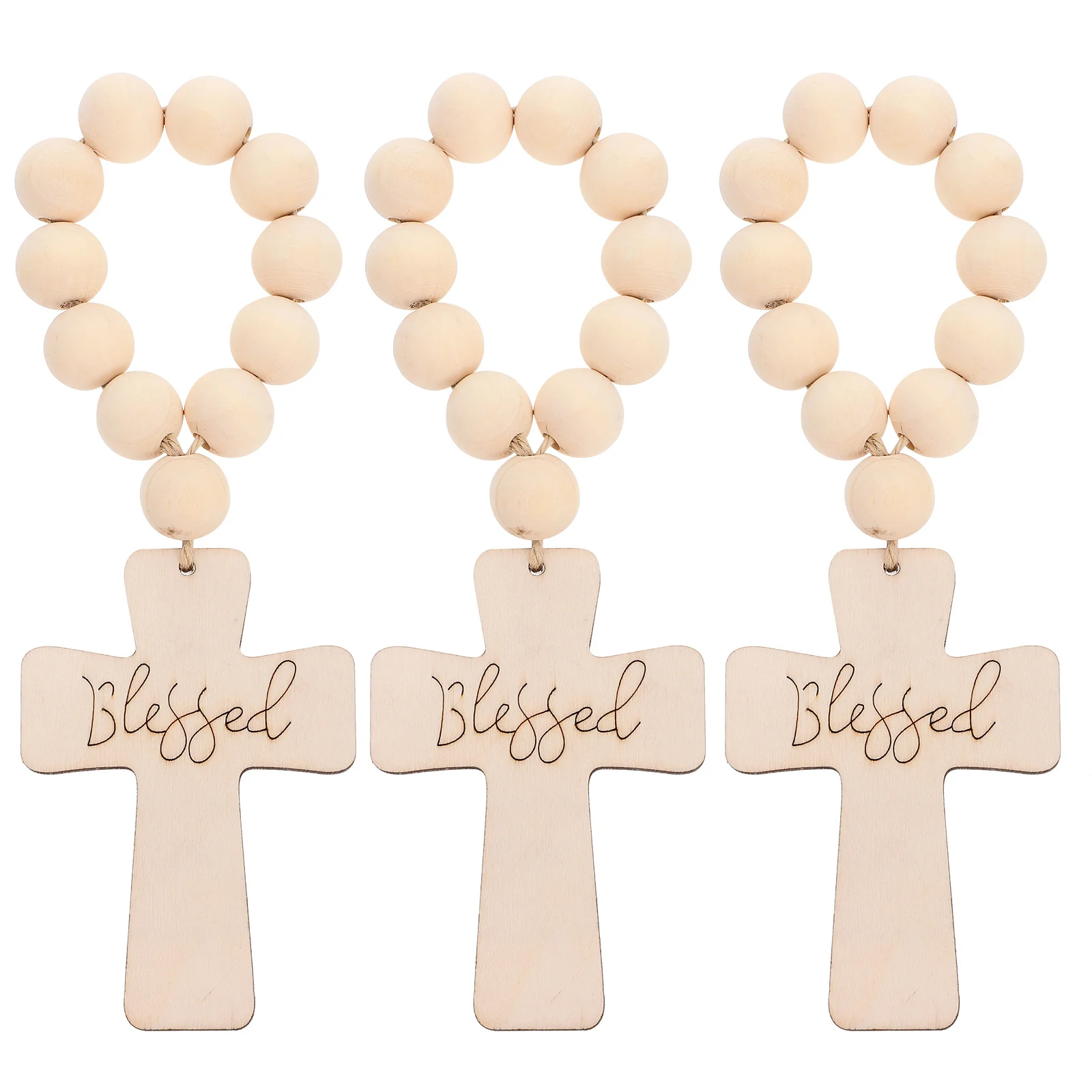 

3Pcs Cross Beaded Napkin Rings Wooden Beads Napkin Buckles Rustic Dining Table Decoration Wedding Party Table Decor Accessory