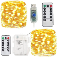 Christmas light 5-20m Waterproof Remote Control Fairy Lights Battery/USB Operated Decoration 8 Mode Timer LED String Copper Wire