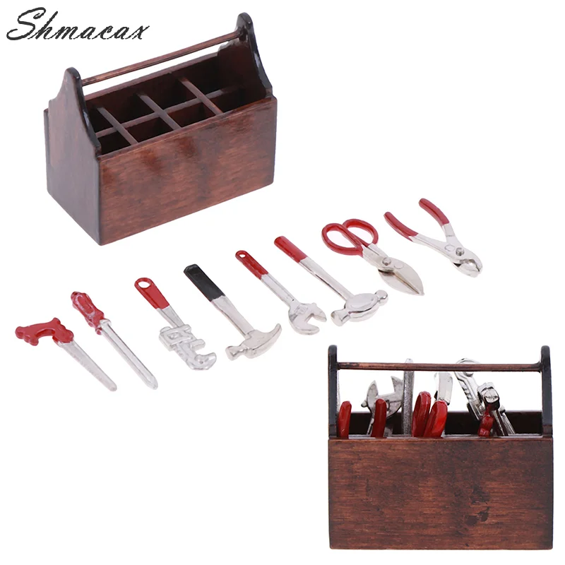 1Set 1:12 Dollhouse Miniature Toolbox Handmade Doll House Accessories Tools Sets