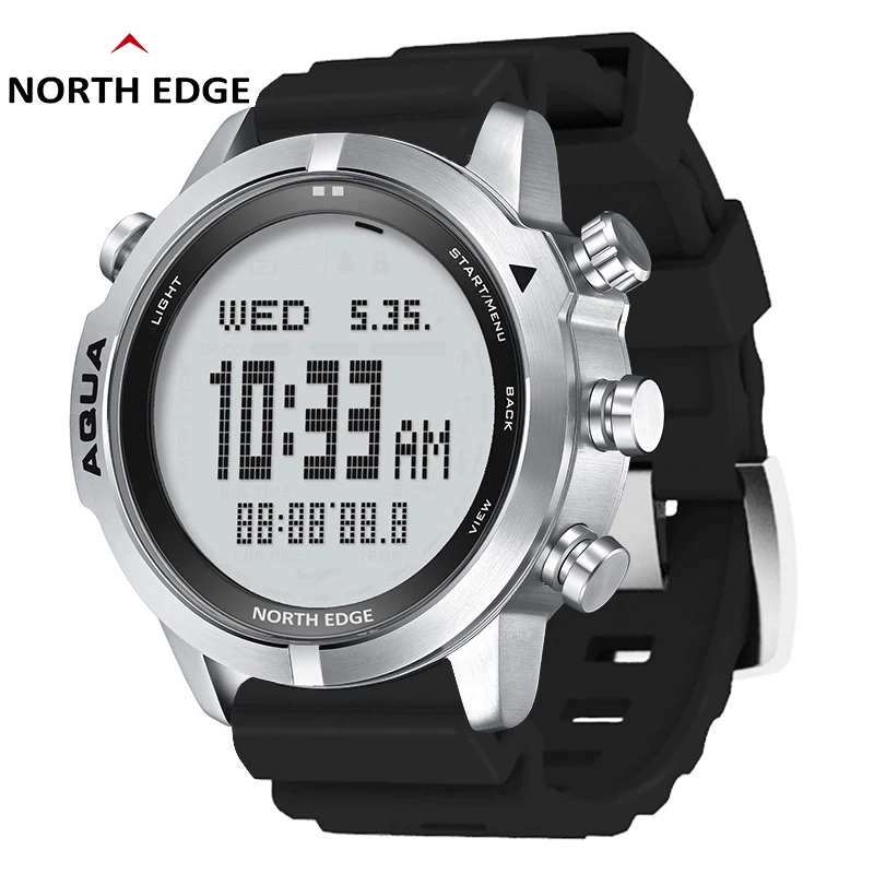 NORTH EDGE Herren Digitaluhr Professionelle Tauchcomputeruhr Scuba Diving NDL (No Deco Time) 50M Höhenmesser Barometer Kompass