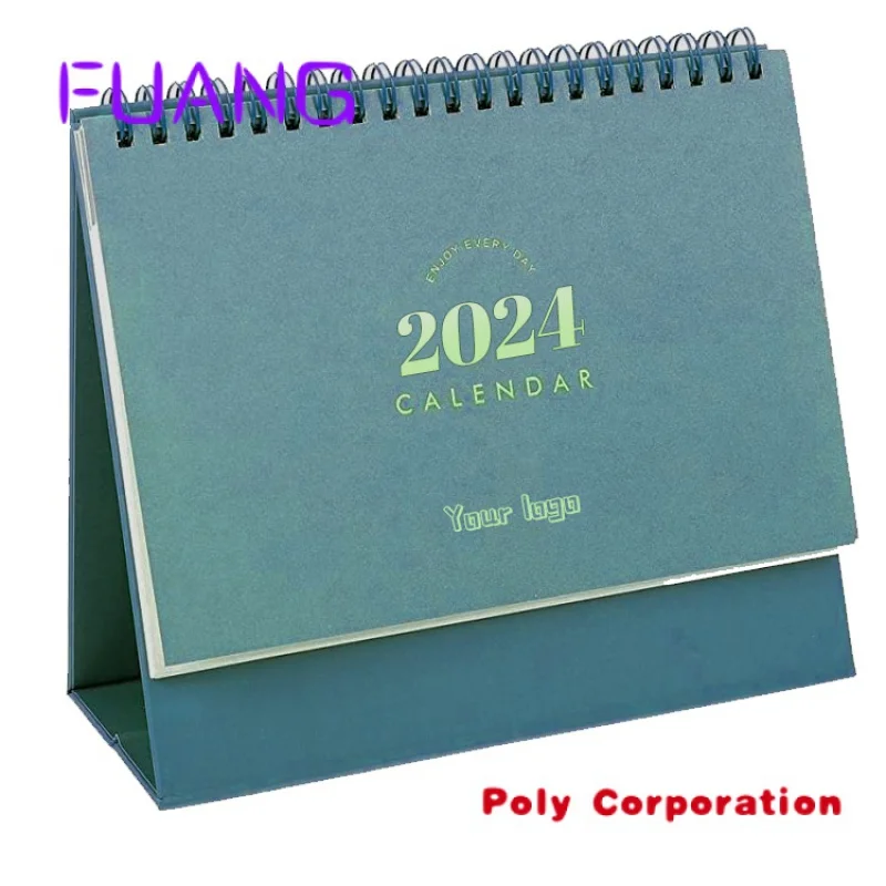 Custom  Wholesale 2024 large luxury unique spiral calendar table desk flip calendar stand customized for office