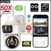 8MP Smart Wifi Security Camera 4K Dual Lens 50X Zoom CCTV Network Monitor Cameras Outdoor Home Surveillance PTZ iCsee IP webcam