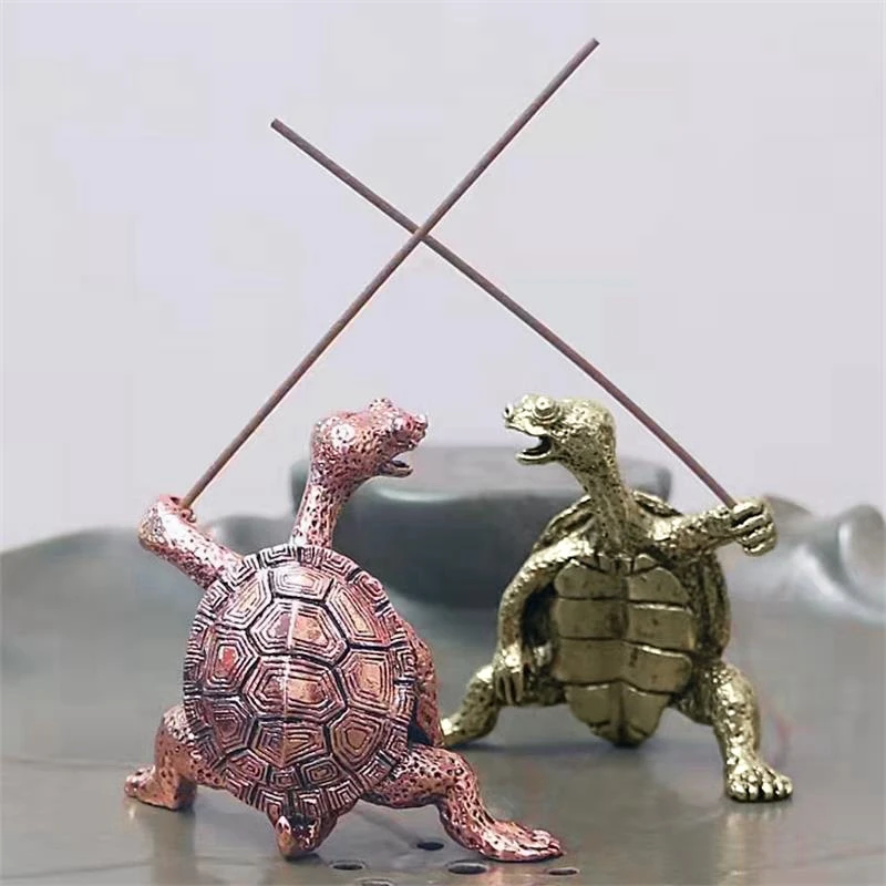 

Line Incense Burner Stick Rack Aromatherapy Rack Meditation Turtle-Shaped Base Mini Metal Support Stick Home Decoration