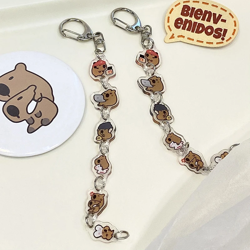 Kawaii Capybara Keychain ، حلقة مفاتيح كرتونية للحيوانات ، حامل مفتاح السيارة ، قلادة حقيبة مدرسية ، حقيبة ظهر الحبل الديكور ، لطيف