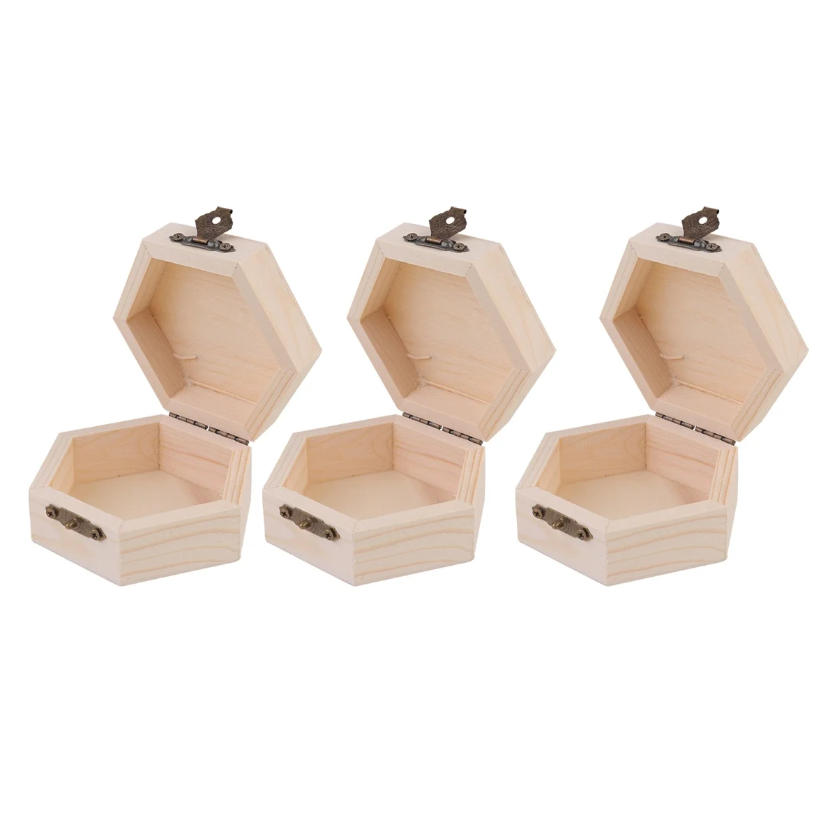 

6 Pcs Wooden Storage Box Cosmetics Organizer Container Hexagonal Jewelry Vintage