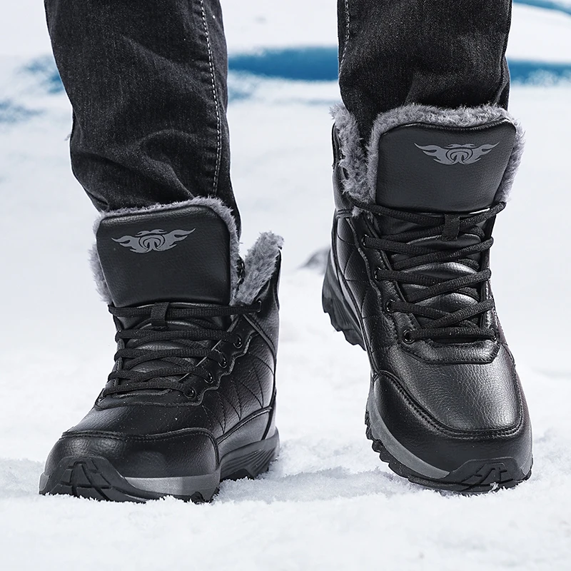 Botas impermeables para hombre, zapatos cálidos de algodón, suela gruesa, botines de felpa, antideslizantes, para nieve, invierno, 2024