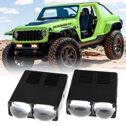 80W Motorcycle LED Spotlight Dual Color Hi/Low Beam Fog Lamps for Car Trucks SUV UTV 12V Mini Lens Headlight Driving Light New