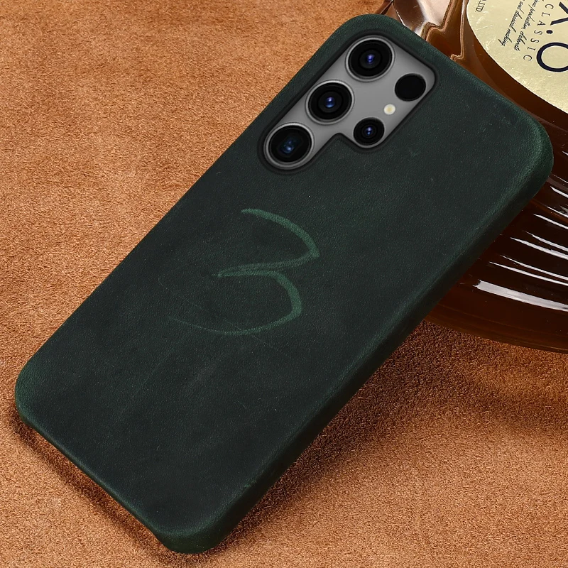 Genuine PULL-UP Retro Leather Phone Case For Samsung Galaxy S24 Ultra S23 Plus S24Ultra S23Ultra S22Ultra A55 Luxury Back Cover