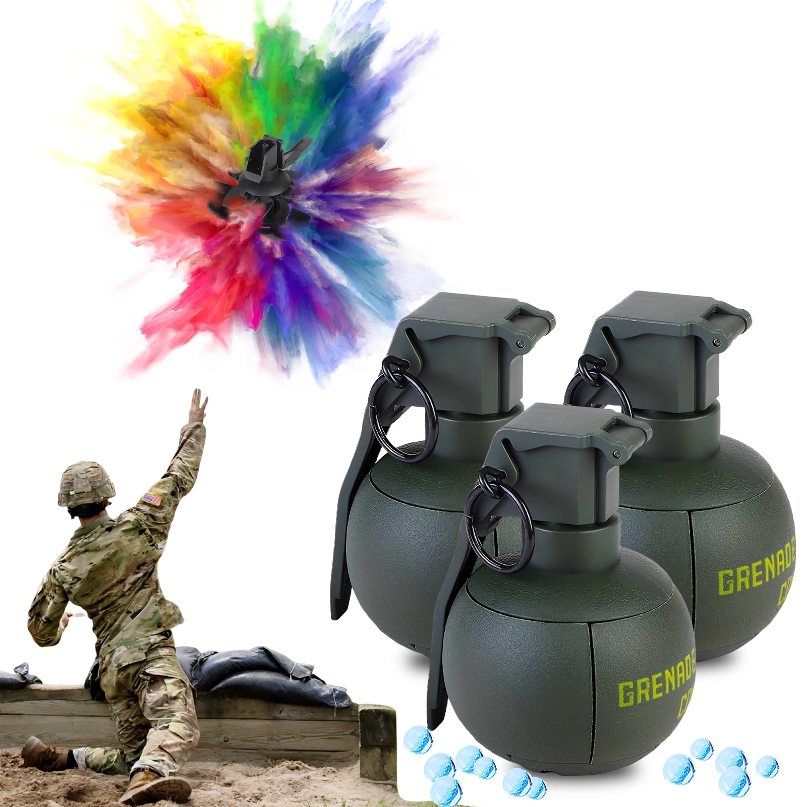 DD- M67 Hand Grenade Prop Simulation  Smoke Toy Model Suitable for Airsoft Paintball Shooting