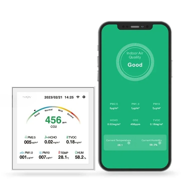 Smart IOT Product Air Quality Monitor Wall-mounted Air Quality Sensor High Precision Zigbee Co2 Sensors With RTU Modbus Protocol