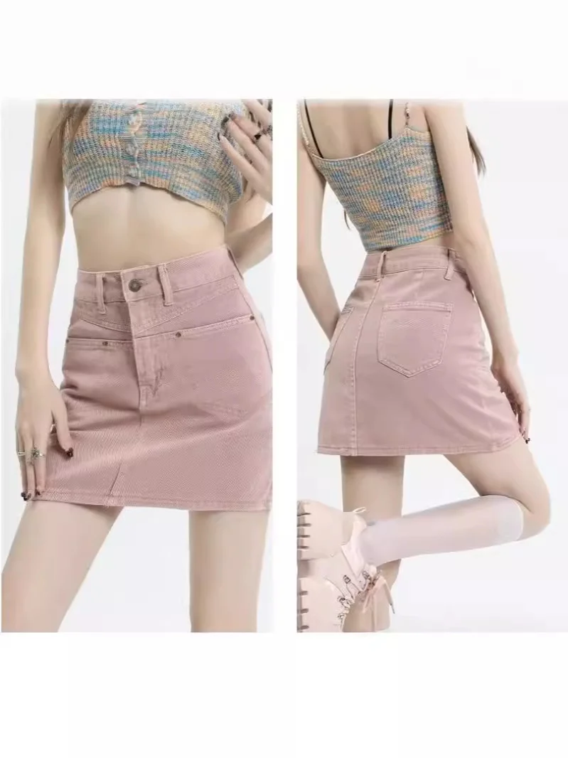 Jupe mi-longue tendance, nouveau Style Instagram, taille haute, mode polyvalente, sac littéraire, jupe de hanche, Style paresseux