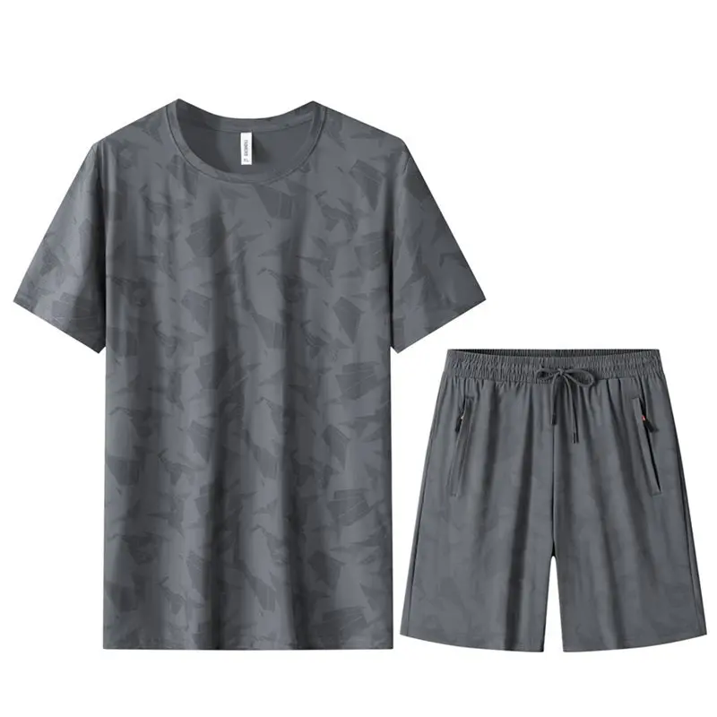 

Summer Casual Ice Silk Faion ort Sve T-irt And Pants Set for Men Busin Leisure Ensemble Dad Clothes 2026 New Sle