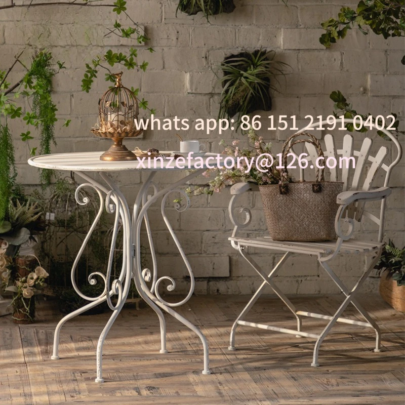 

Customizable American wrought iron retro outdoor tea table, French balcony combination, garden negotiation coffe