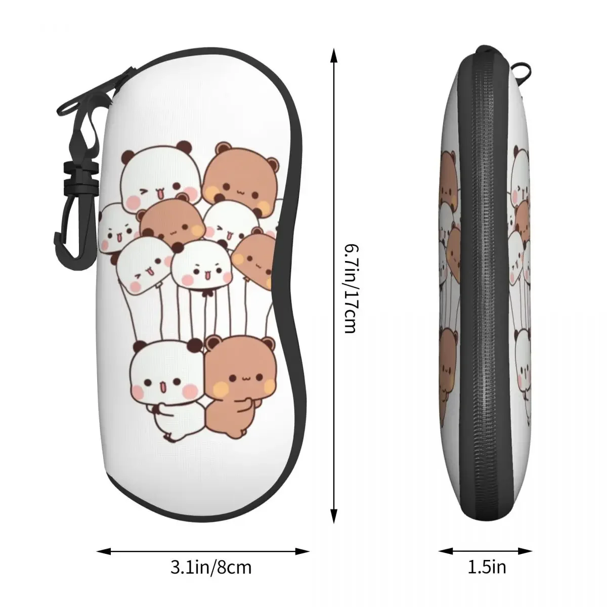 Bubu And Dudu Vertical Glasses Case Panda bear hugs love Male Female Zipper Sunglasses Pouch Trend Pocket Eyeglasses Box