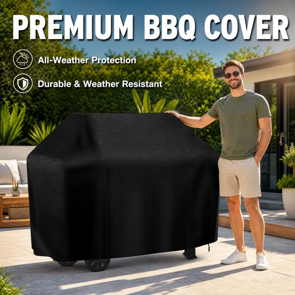 BBQ Cover Outdoor Dust Waterproof Weber Heavy Duty Grill Cover Rain Protective Outdoor Barbecue Cover Round