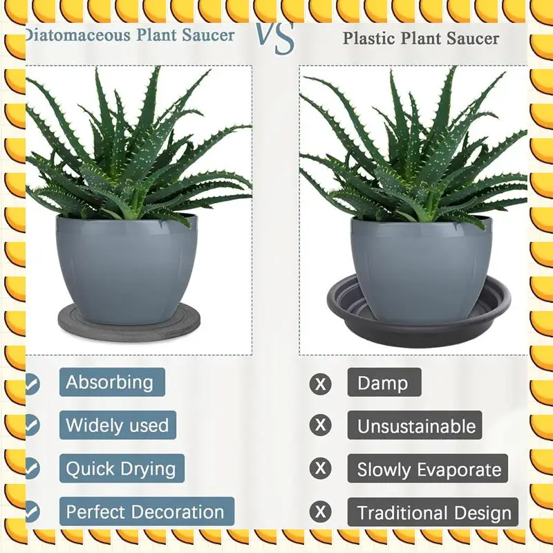 BAAU Flower Pot Saucers For Pots Instant Dry Diatomaceous Earth Plant Drip Trays For Indoors Keeping