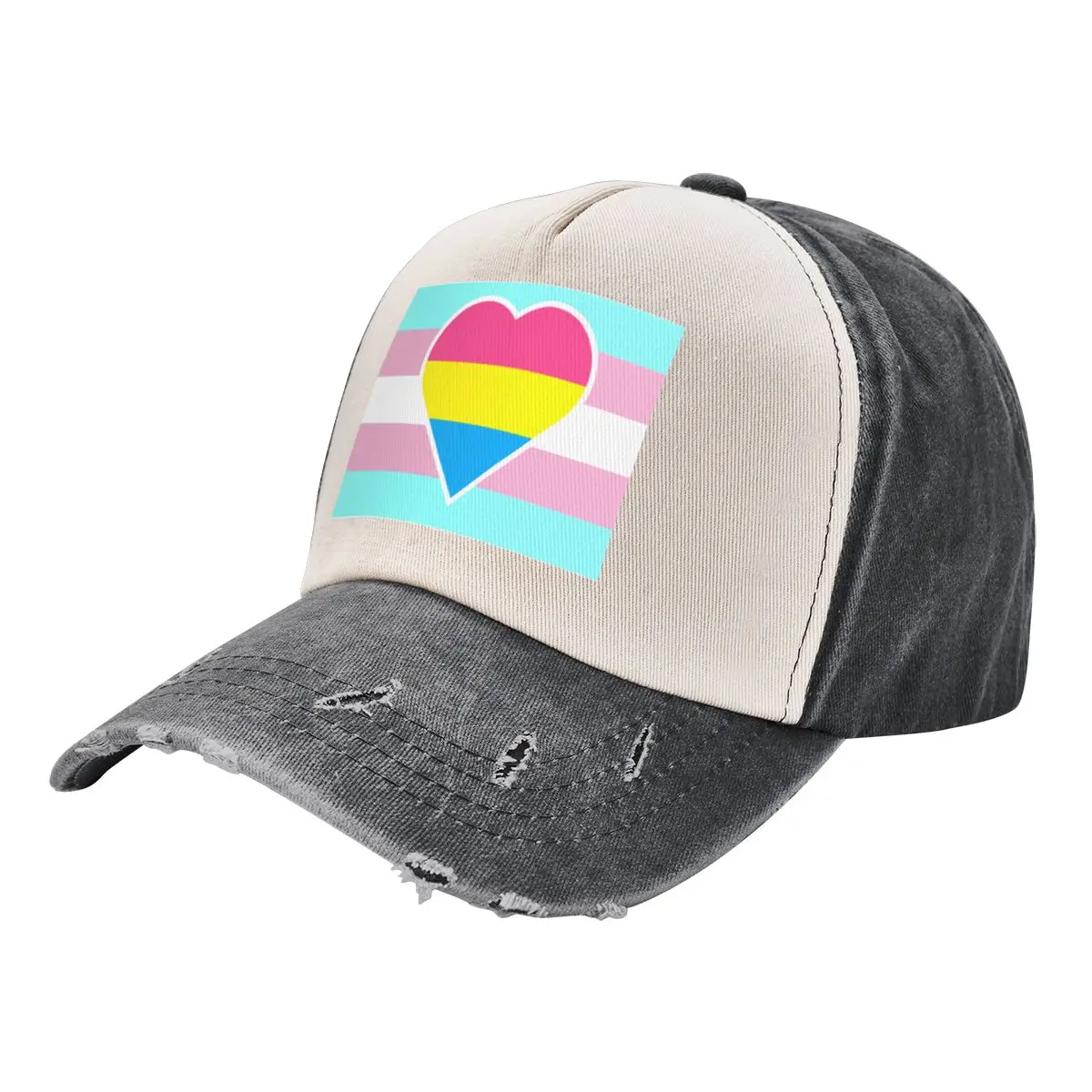 Transgender Pride Flag with Pansexual/Panromantic Heart Baseball Cap Cosplay Trucker Cap Vintage Girl'S Hats Men's