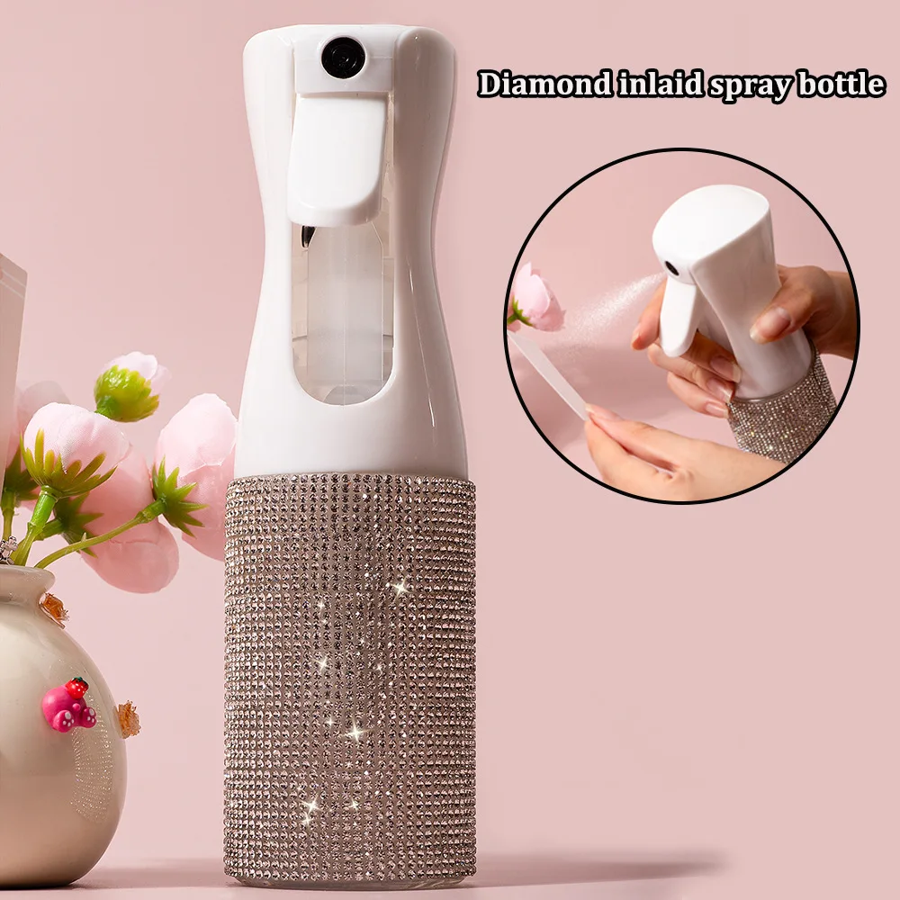 200ml Bling Diamond Spray Bottle Empty Garden Plant Water Can Refillable Continuous Mist Sprayer Hairdressing Salon Tool Oil Can
