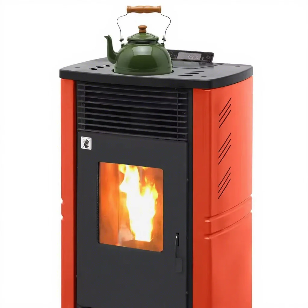 Environmentally Friendly Durable Lightweight Freestanding Bathroom Winter Heating Pellet Combustion Stove 9.7KW Power 12Kg Fuel