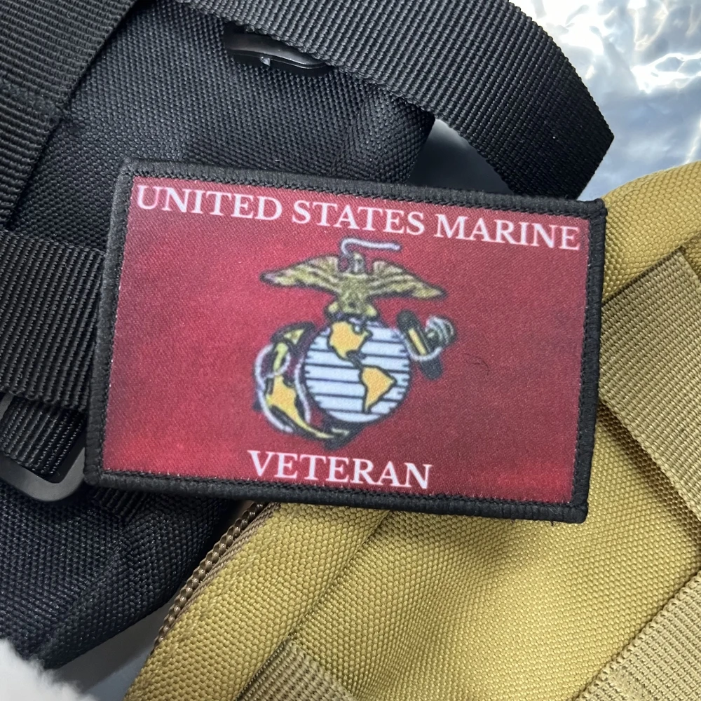 

UNITED SIATES MARINE VETERAN Patch Funny Morale Army Tactical Patches Military Badge Backpack Hook and Loop Printing Sticker