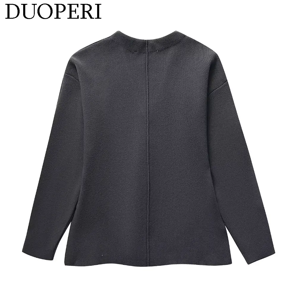 DUOPERI Women Fashion 2 Pieces Sets Knit Coat and Mini Skirt Female Chic Lady Tops Outwear and Skirt Coordinates