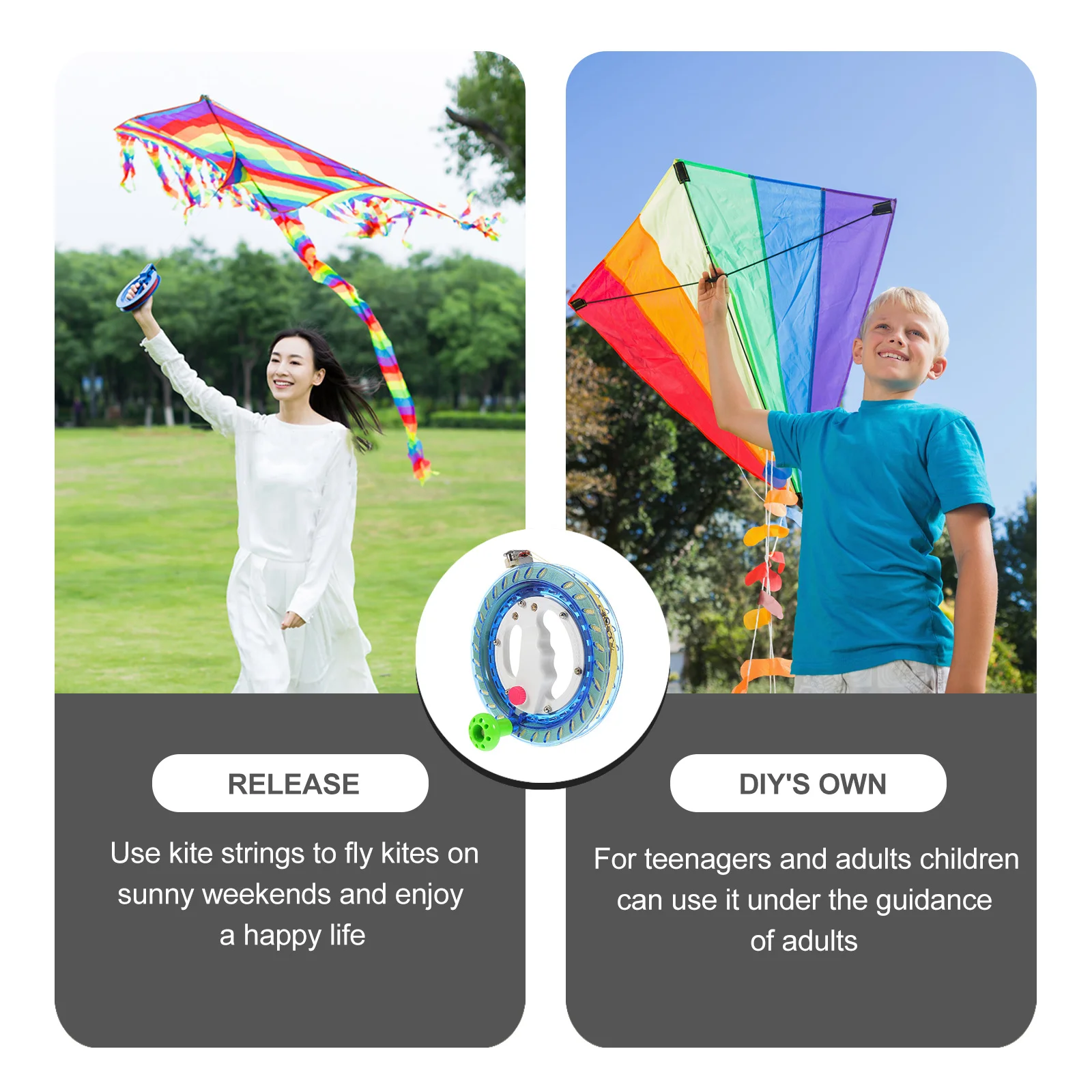 1set 1Set Reel Winder Blue Lightweight Durable Kite Line Wheel Outdoor Flying Portable Lockable Hand Hold String Spool Kite