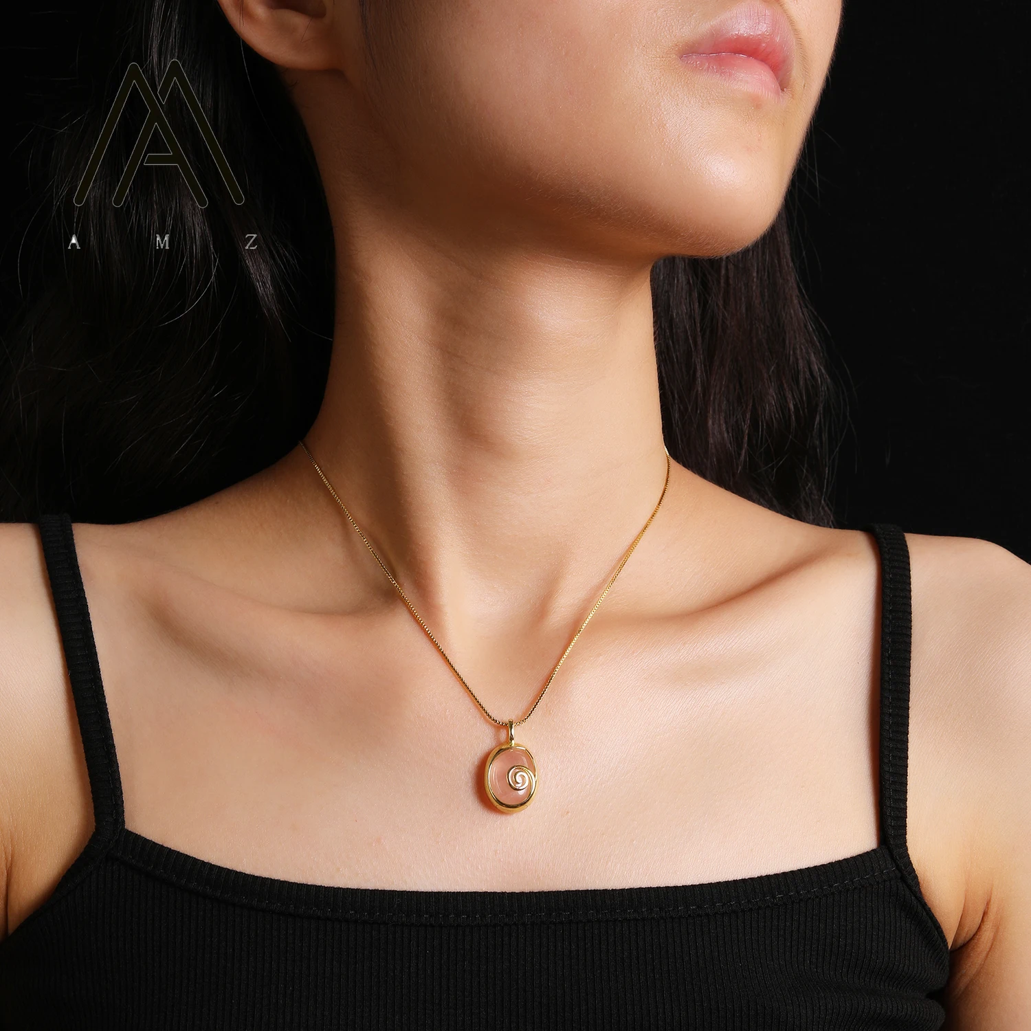 Spiral Gemstone Pendant Neckla - Jewelry & Watches Store 评论和价格