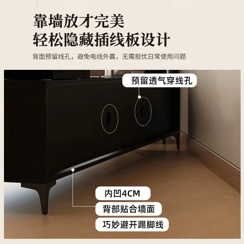 American Retro Rattan TV Stand Coffee Table Combo Slim Floor Storage Cabinet for Small Apartment Living Room Home Furniture