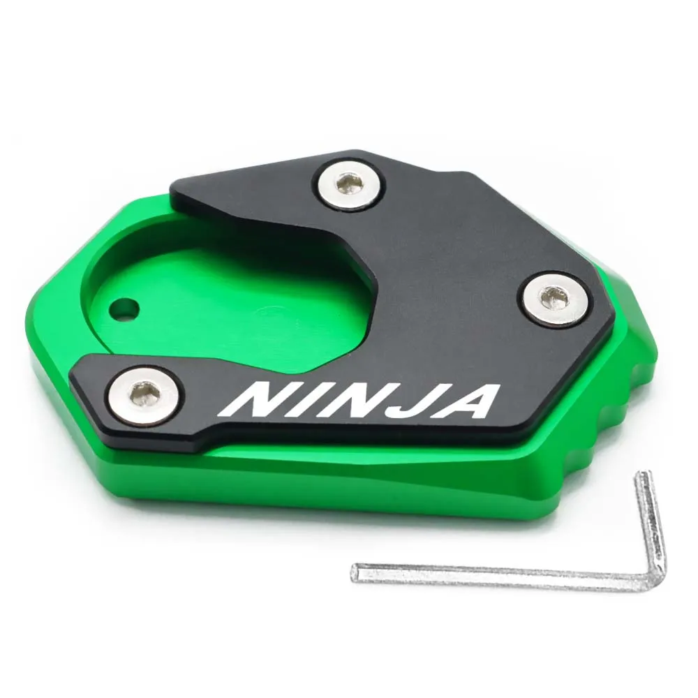 For KAWASAKI NINJA 300 650 1000 ER6F Ninja650 ZX6R ZX10R ZX12R Motorcycle CNC Kickstand Plate Extension Pad Stand Enlarger