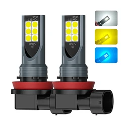 차량용 LED 안개등 전구, 2x H8, H16, JP LED, H11, 9005, HB3, 9006, HB4, 3030, 12SMD, 6000K, 화이트, 옐로우, 자동 램프, 주간 주행등, 1500LM
