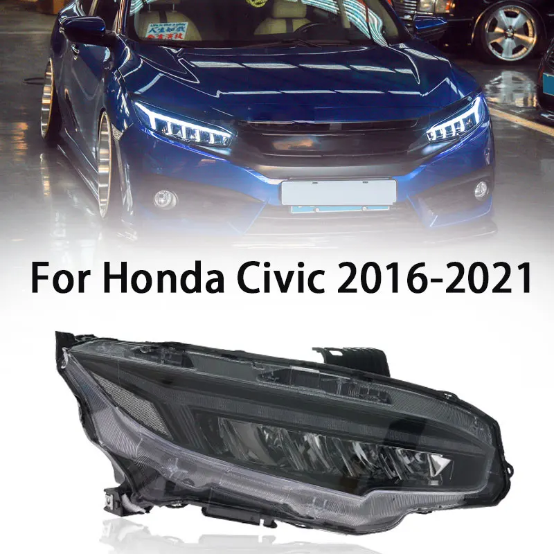 Car LED Headlight For Honda 10th Ge Civic 2016 -2021 Full LED Head Lamp with Sequential Turn Signal Headlight Assemblies