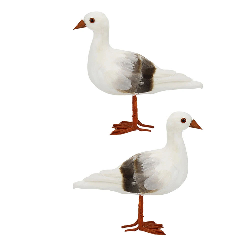 

2Pcs Small Seagull Bird Statue Foam Nautical Style Decor for Garden Lawn Home Office Table Desktop Relaxing Coastal Atmosphere