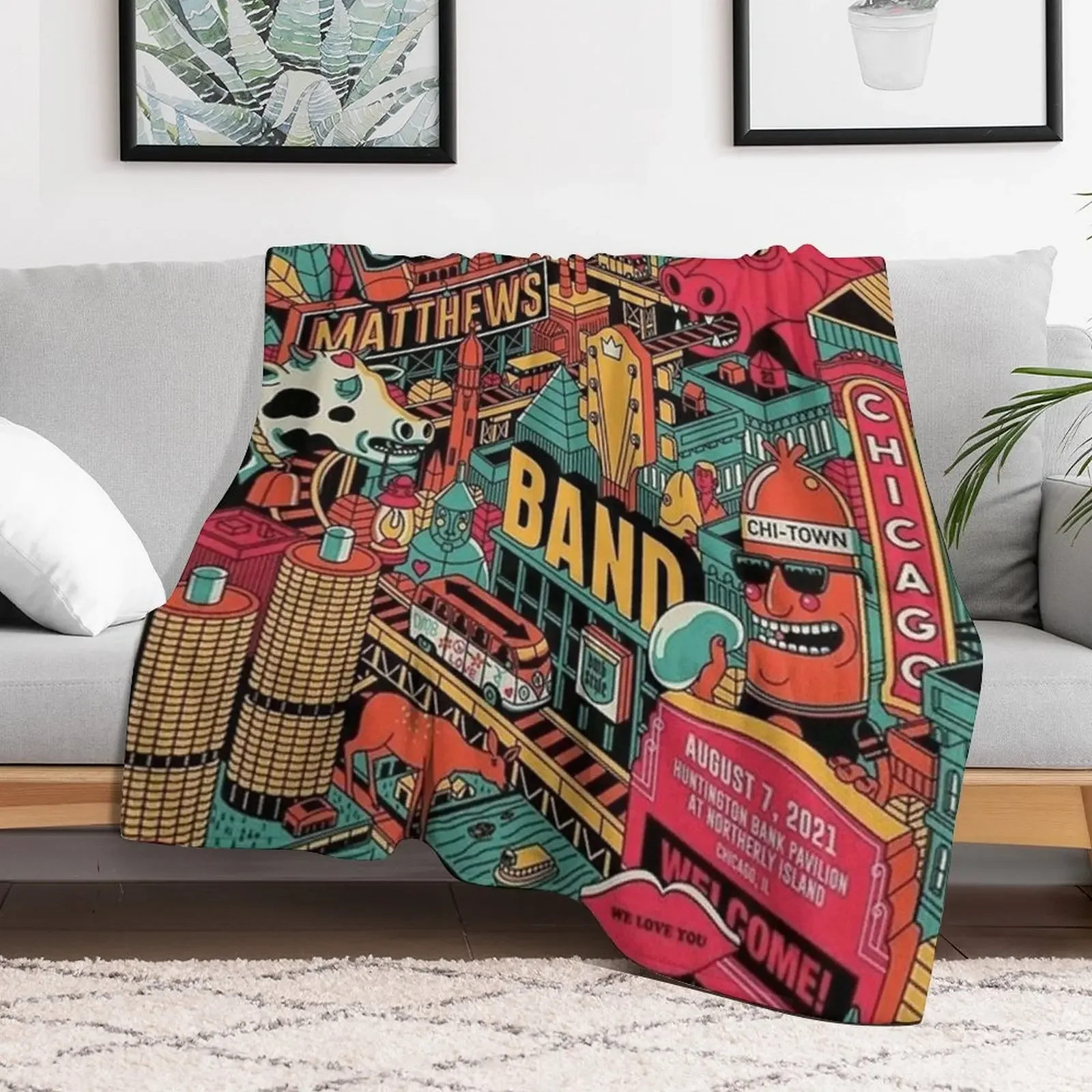 Fly me to the Chicago - trending Throw Blanket Cozy Light Blanket for Travel Camping Picnic