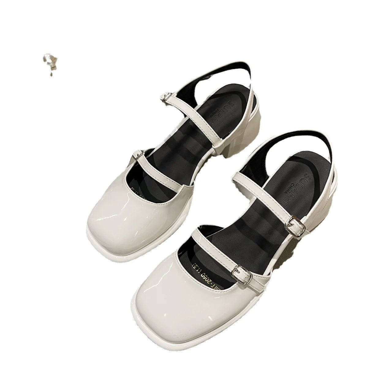 Leather Sandals Women Round Toe Suit Female Beige Shoes Lady 2024 Clear Heels Black New Low Fashion Comfort Girls High Retro