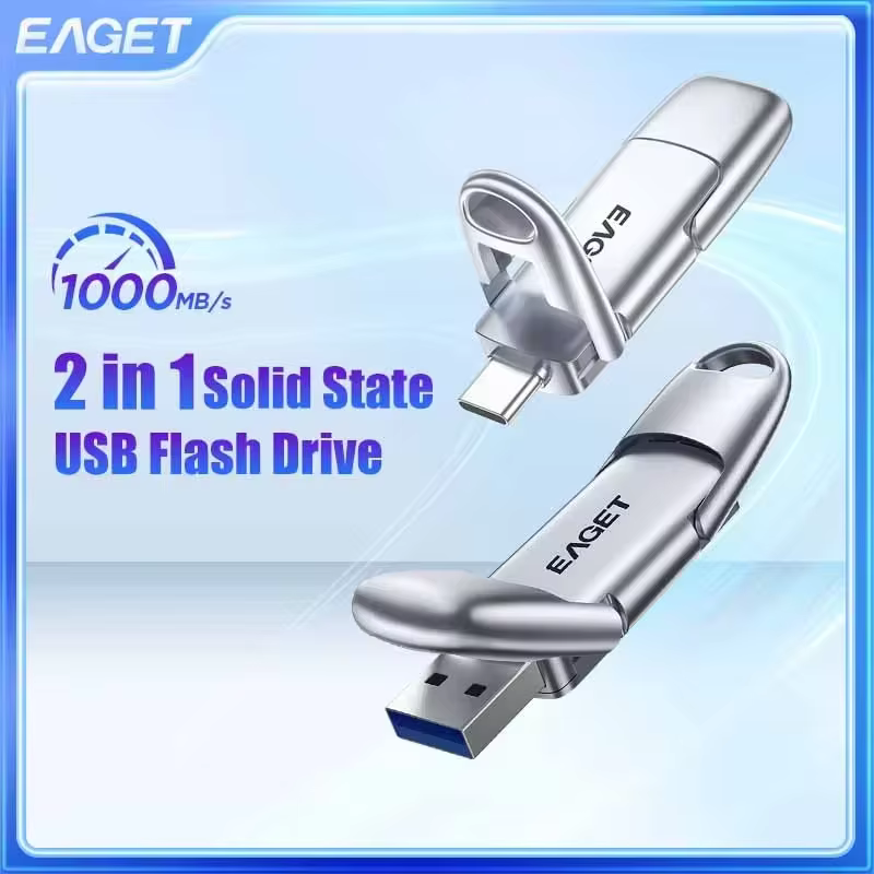 Eaget 1000Mb/s Solid State Pendrive 2 en 1 USB Flash Drive 512GB 1TB Pen Drive USB 3.2 Gen 2 Tipo C Memory Stick