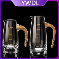 100/300ml Liquor Dispenser Measuring Pot Wine Bottle Gold Foil Lead-free Crystal Glass Sake Small Wine Pot Container Wine Cup