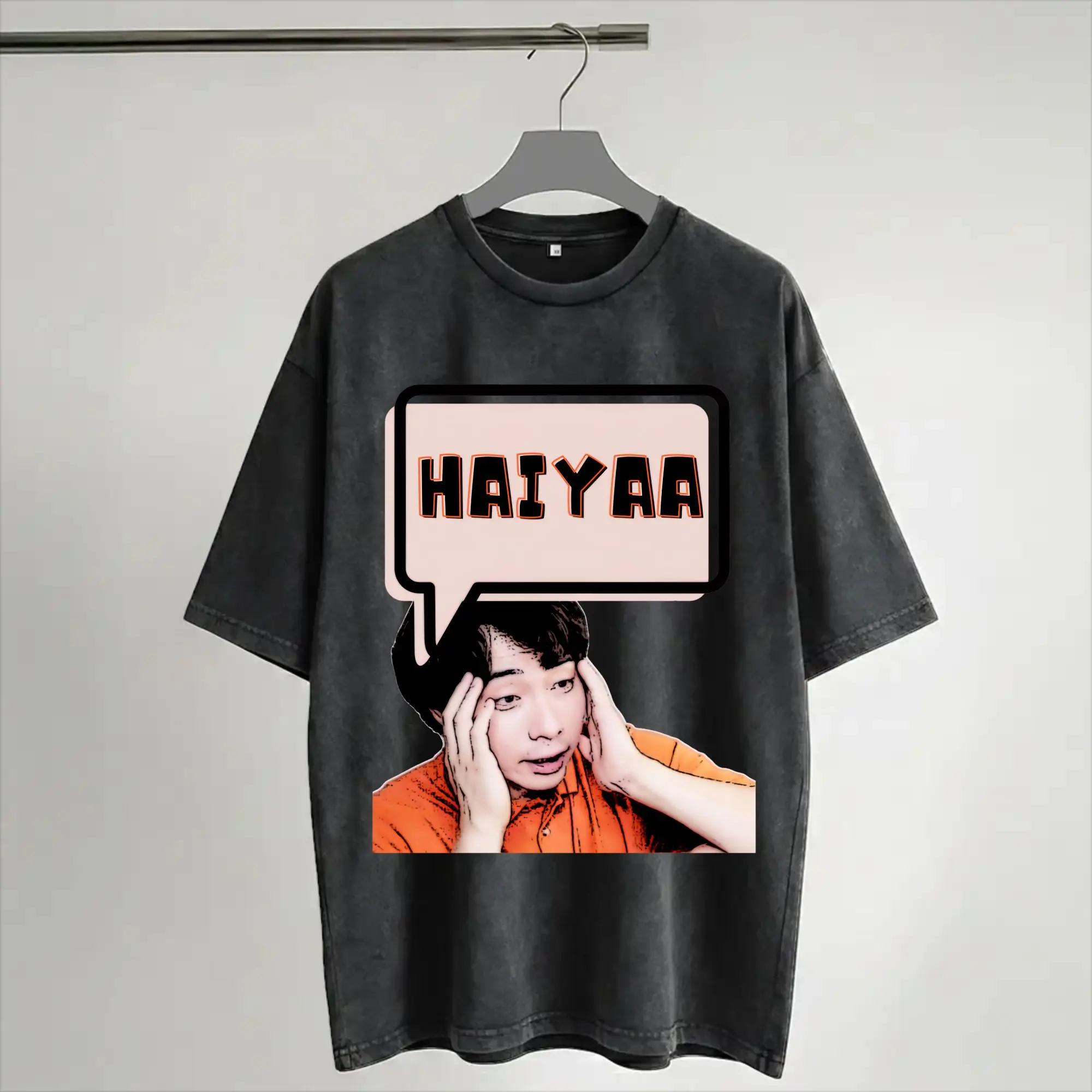 Haiyaa Uncle Roger  T Shirt Hip Hop Washed Short Sleeve Street T-Shirts  Vintage for Men Women Streetwear Printed Tees