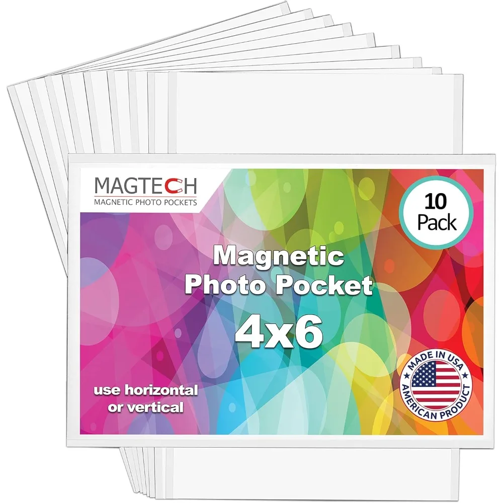 

Magnetic Pocket Picture Frame, White, Holds 4 x 6 Inches Photos, 10