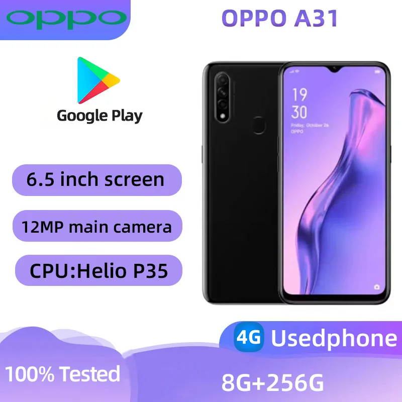 OPPO A31 4G SmartPhone CPU  MediaTek  Helio P35   6.5inch 4230mAh 12MP Cameras Android Used Phone