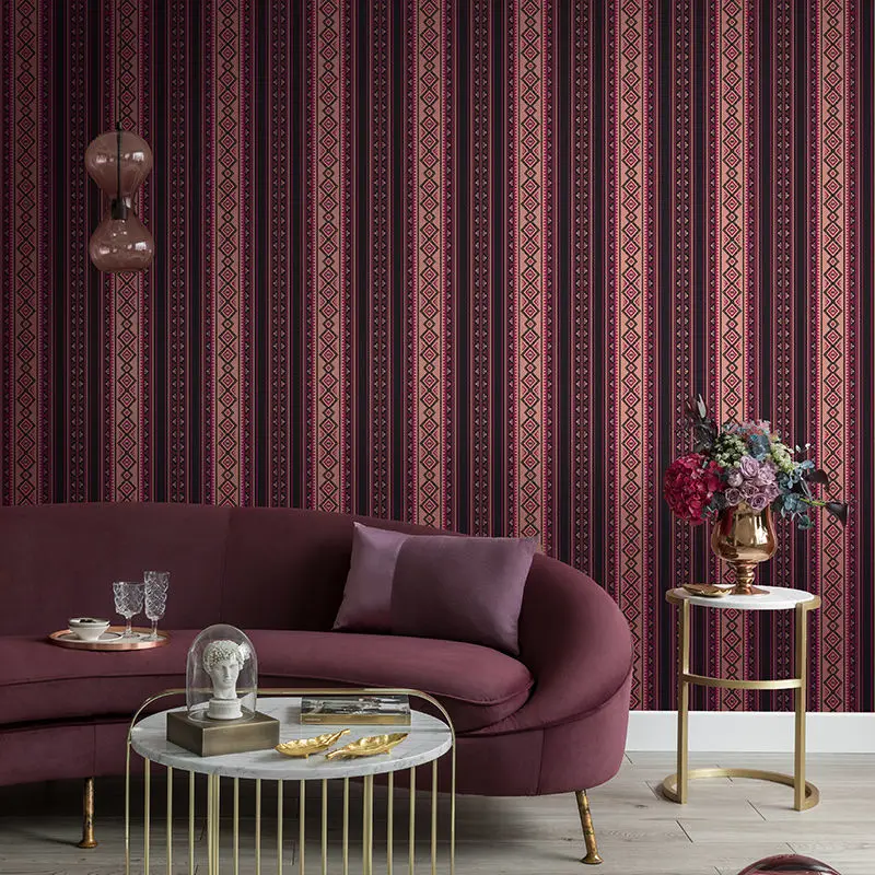 Nordic Striped Wallpaper Retro Blue Beige Red Living Room Bedroom Hotel Background PVC Waterproof 3D Geometry Grid Wall Paper