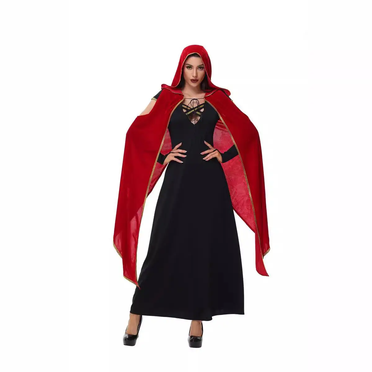 Rotes Hexenkostüm Dr. Slim Fit Erwachsene Halloween Eup Kleidung Bla Red Rock Dr Stage Performance Ethnische Kleidung