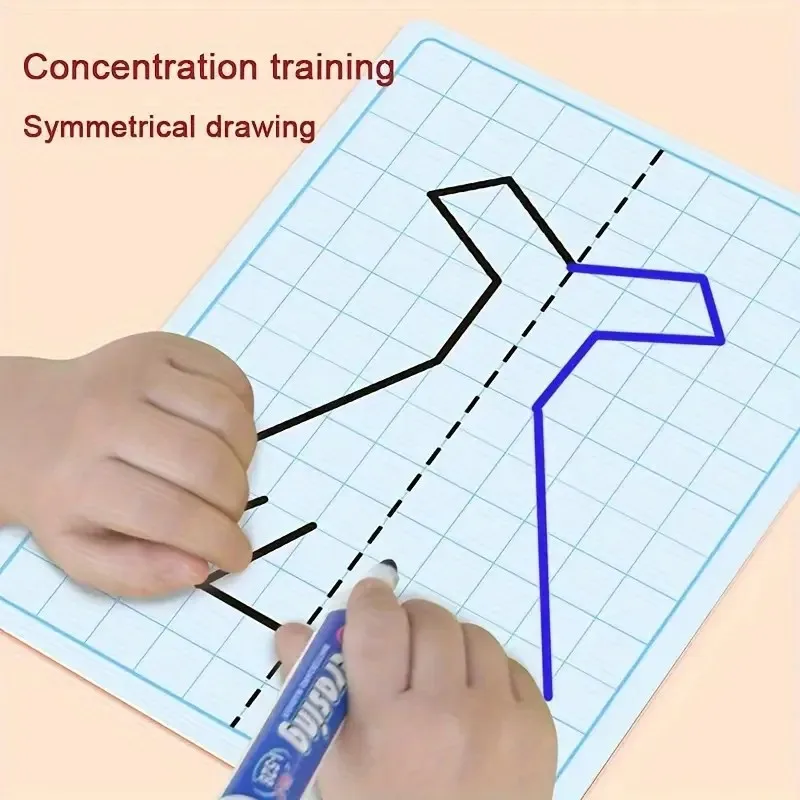 Puzzle Lattice Symmetrical Drawing Toys for Kids Fine Motor Skill Write & Wipe Pen Control Training Set Children Painting Cards