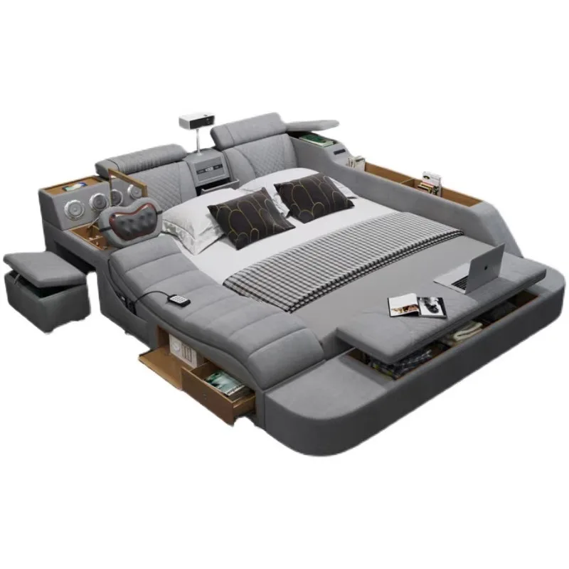 Intelligent multi-function, massage tatami, master bedroom modern simple projection storage double bed